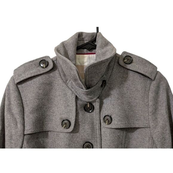 Banana Republic Grey Melange Wool Blend Petite Trench Coat w/Belt Women's S - Picture 6 of 10